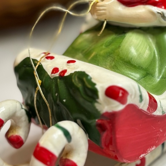 VTG Lipper & Mann Japan Christmas Girl in Candy Cane Sleigh with Reindeer 1950 - Picture 11 of 12